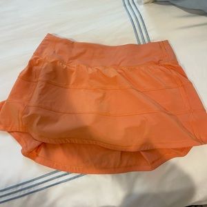 Lululemon orange tennis skirt pace rival